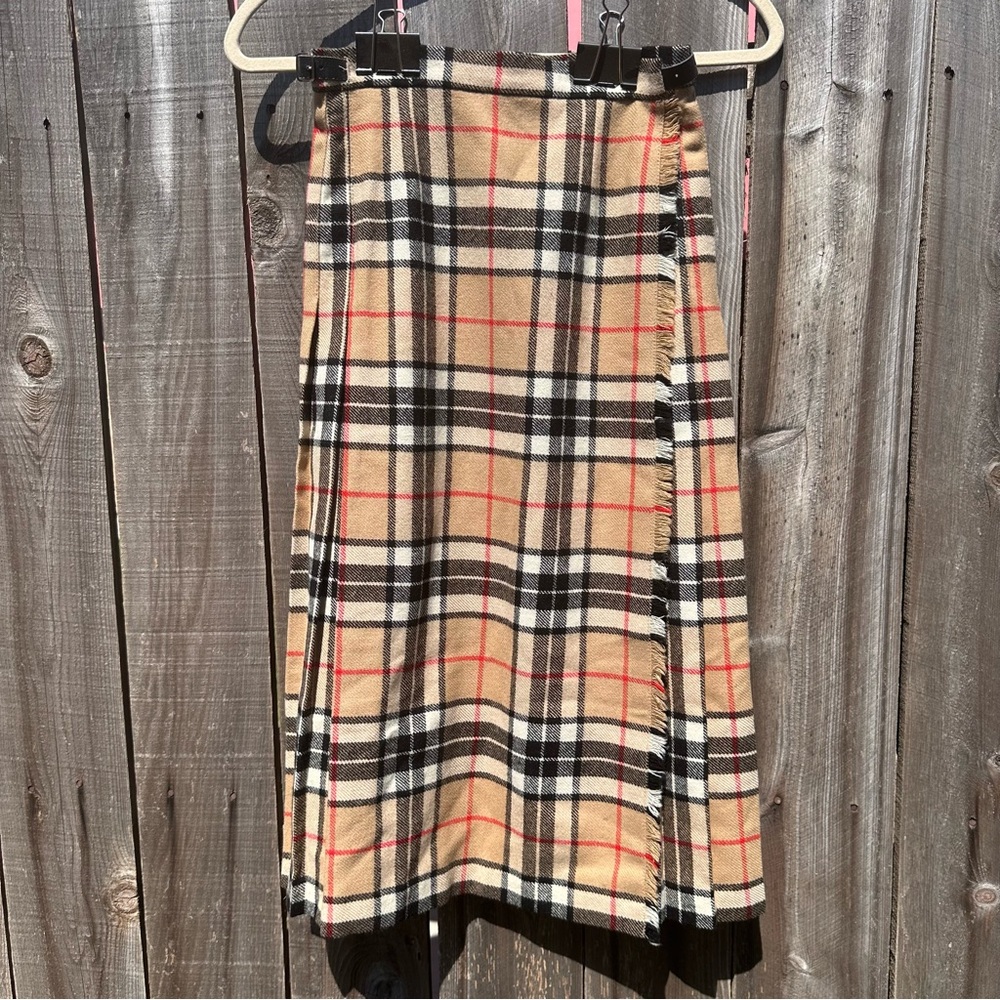 Scotland Made Wool Pleated Midi Wrap Skirt Nova Pattern Size 5/XS Pitlochry Knit